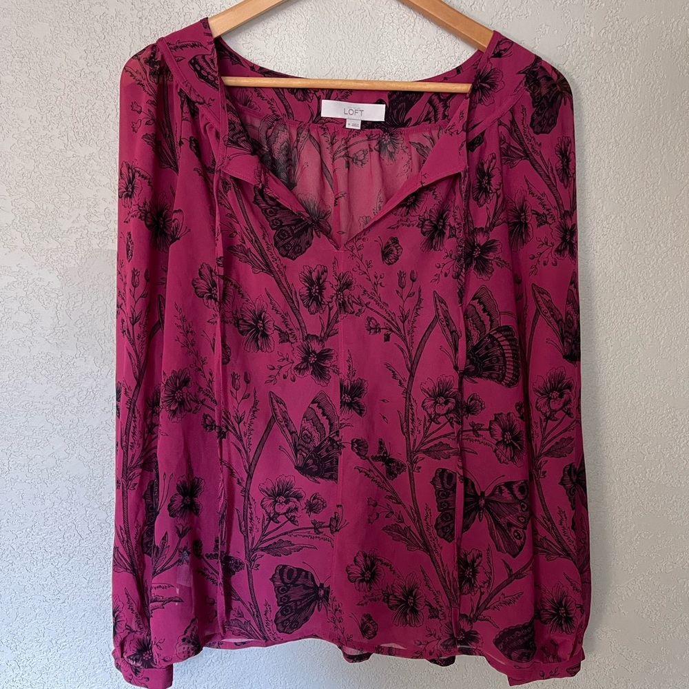 Cranberry and black blouse